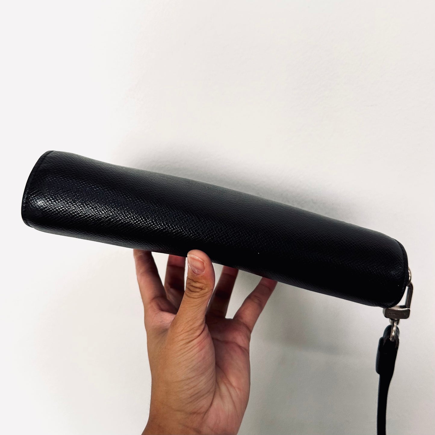 Louis Vuitton LV Orsay Black Monogram Logo Epi Leather Wrislet Toiletry Pouch Clutch Case