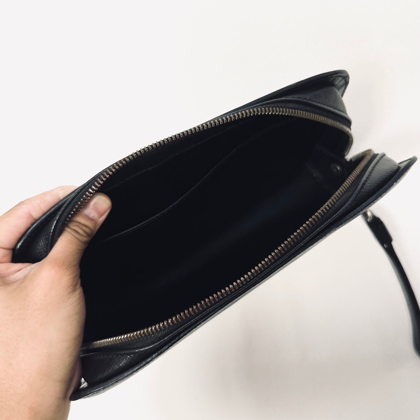 Louis Vuitton LV Orsay Black Monogram Logo Epi Leather Wrislet Toiletry Pouch Clutch Case
