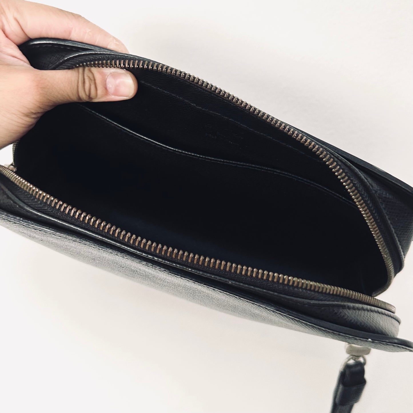 Louis Vuitton LV Orsay Black Monogram Logo Epi Leather Wrislet Toiletry Pouch Clutch Case