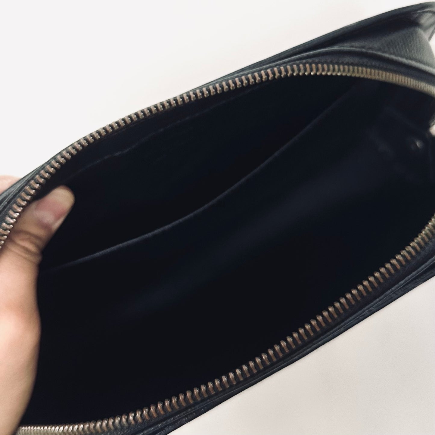 Louis Vuitton LV Orsay Black Monogram Logo Epi Leather Wrislet Toiletry Pouch Clutch Case
