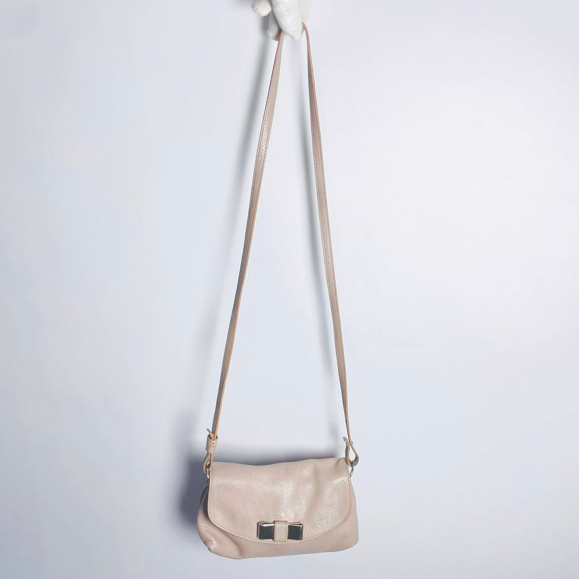 Chloe Lily Bliss Pink Bow Monogram Logo Pebbled Leather Top Handle Flap Shoulder Sling Bag