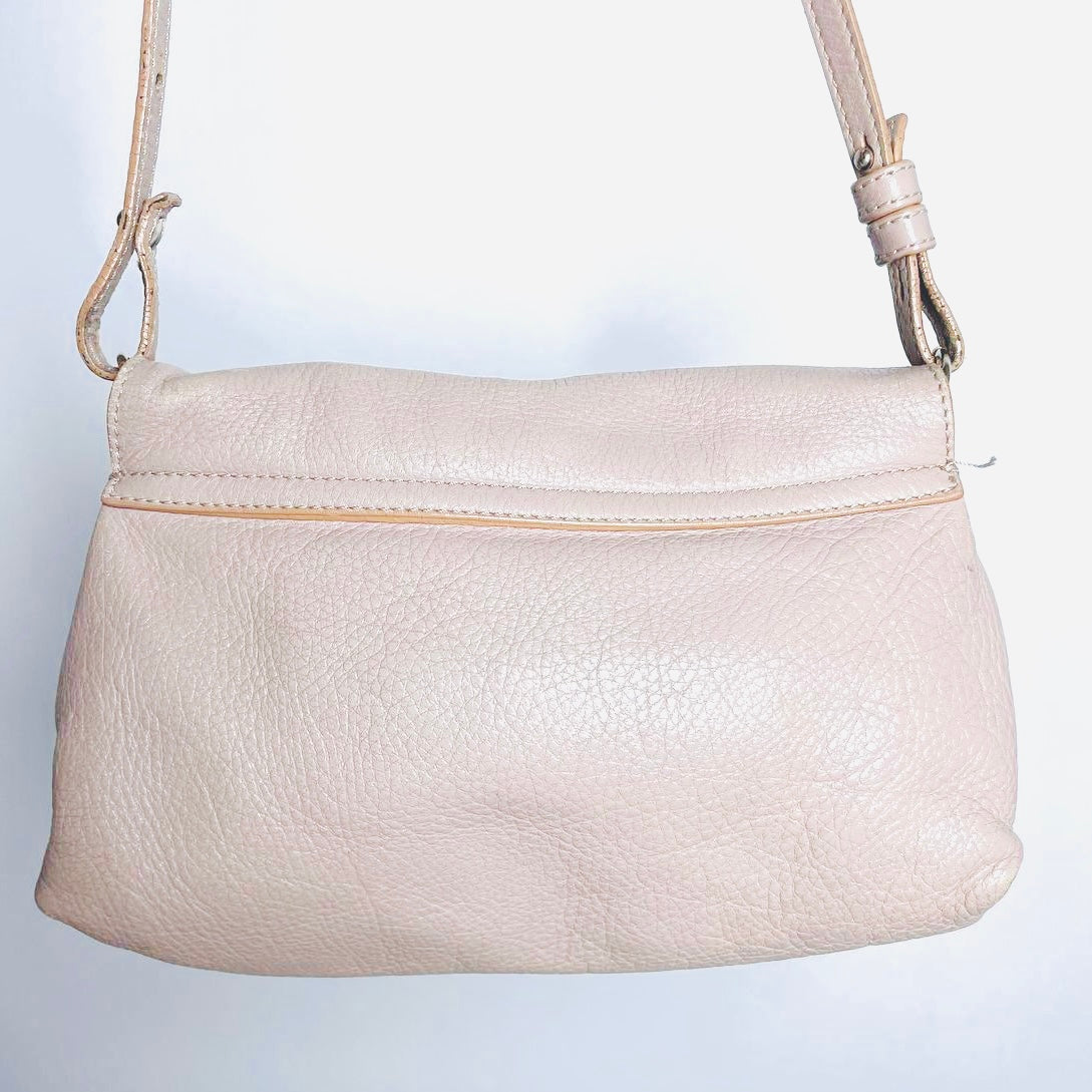 Chloe Lily Bliss Pink Bow Monogram Logo Pebbled Leather Top Handle Flap Shoulder Sling Bag