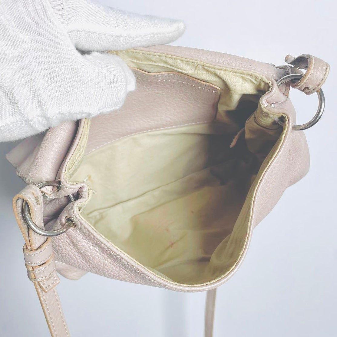 Chloe Lily Bliss Pink Bow Monogram Logo Pebbled Leather Top Handle Flap Shoulder Sling Bag