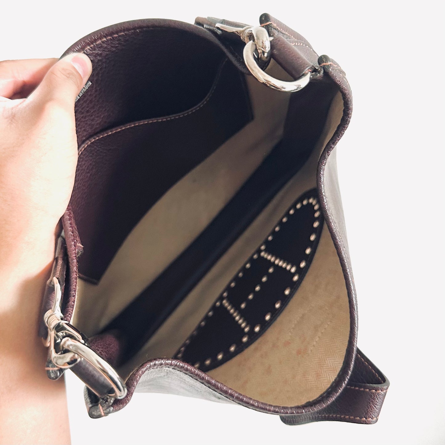 Hermes Dark Brown Evelyne GM In Amazonia/ Negonda Leather Shoulder Sling Bag