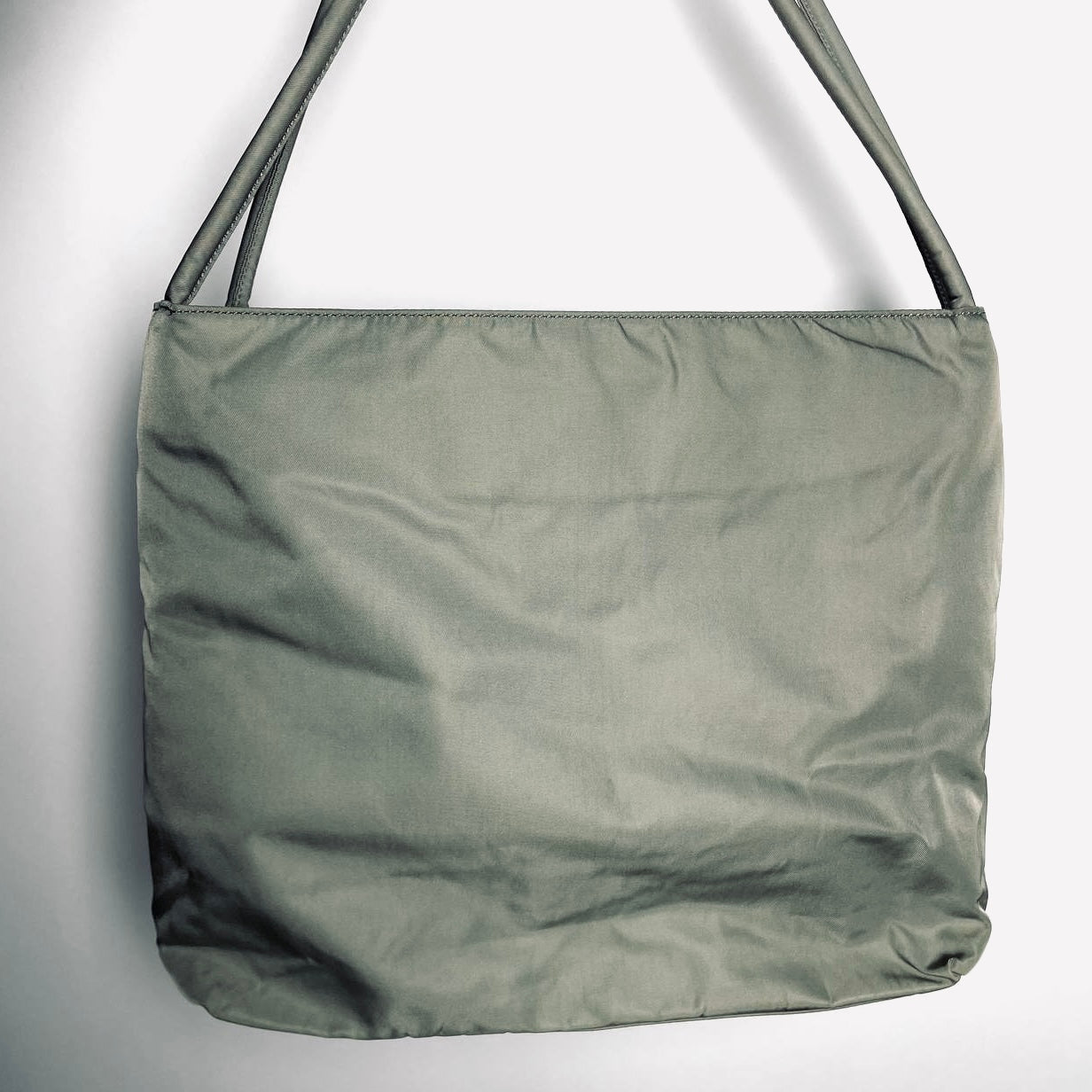 Prada Sage Green Tessuto City Classic Logo Structured Shoulder Tote Bag