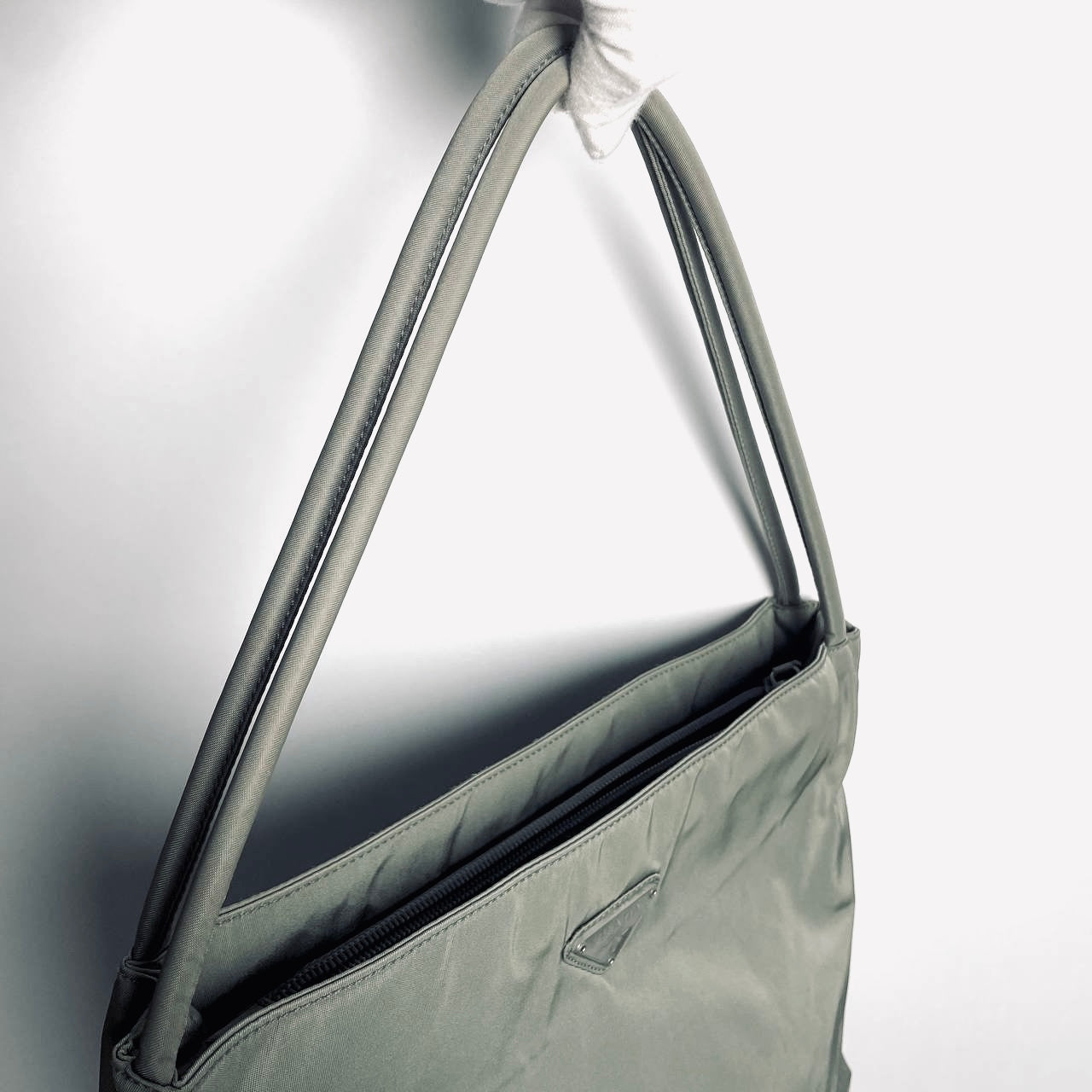 Prada Sage Green Tessuto City Classic Logo Structured Shoulder Tote Bag