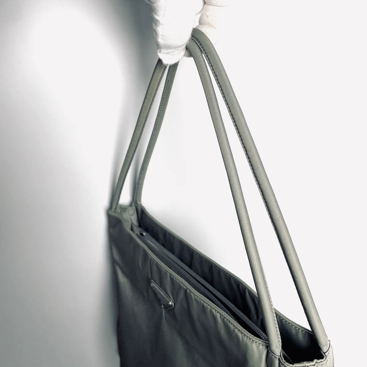 Prada Sage Green Tessuto City Classic Logo Structured Shoulder Tote Bag