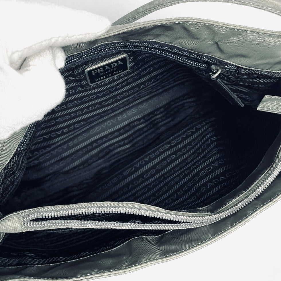 Prada Sage Green Tessuto City Classic Logo Structured Shoulder Tote Bag