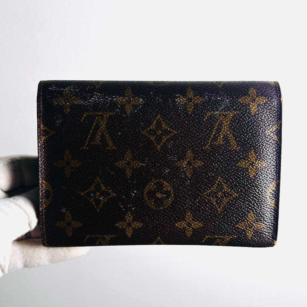 Louis Vuitton LV Monogram Logo GHW Porte Monnaie Flap Trifold Wallet
