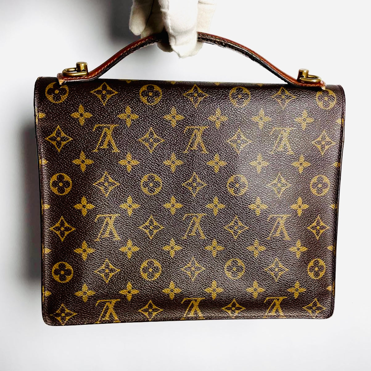 Louis Vuitton LV Monceau 28 Monogram Logo GHW Vintage Top Handle Flap Bag