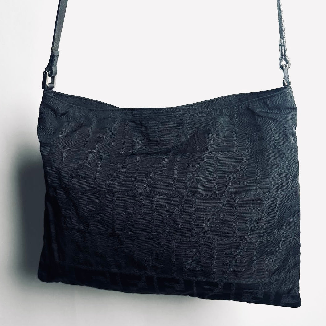 Fendi Zucca FF Monogram Logo Black Shoulder Sling Bag