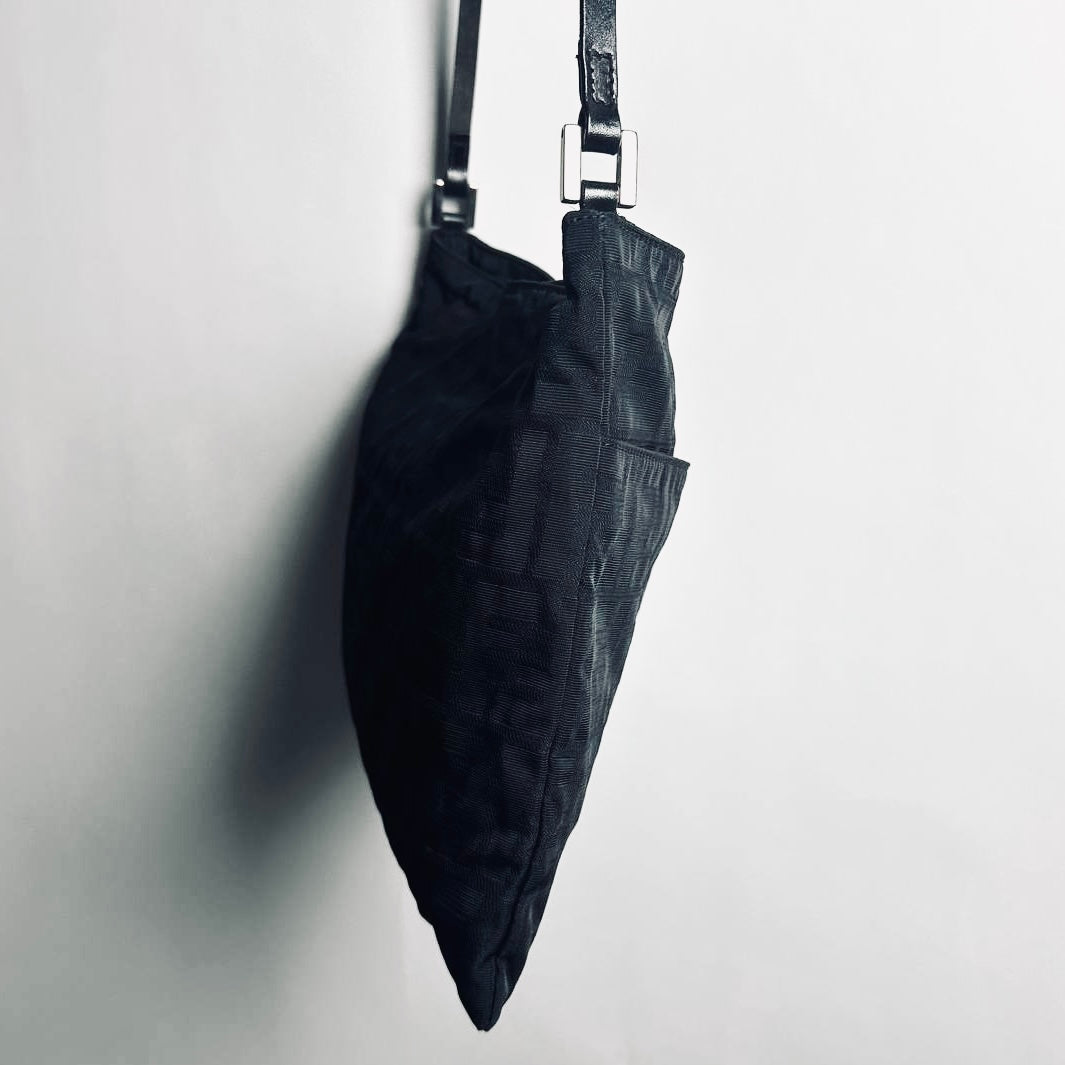 Fendi Zucca FF Monogram Logo Black Shoulder Sling Bag