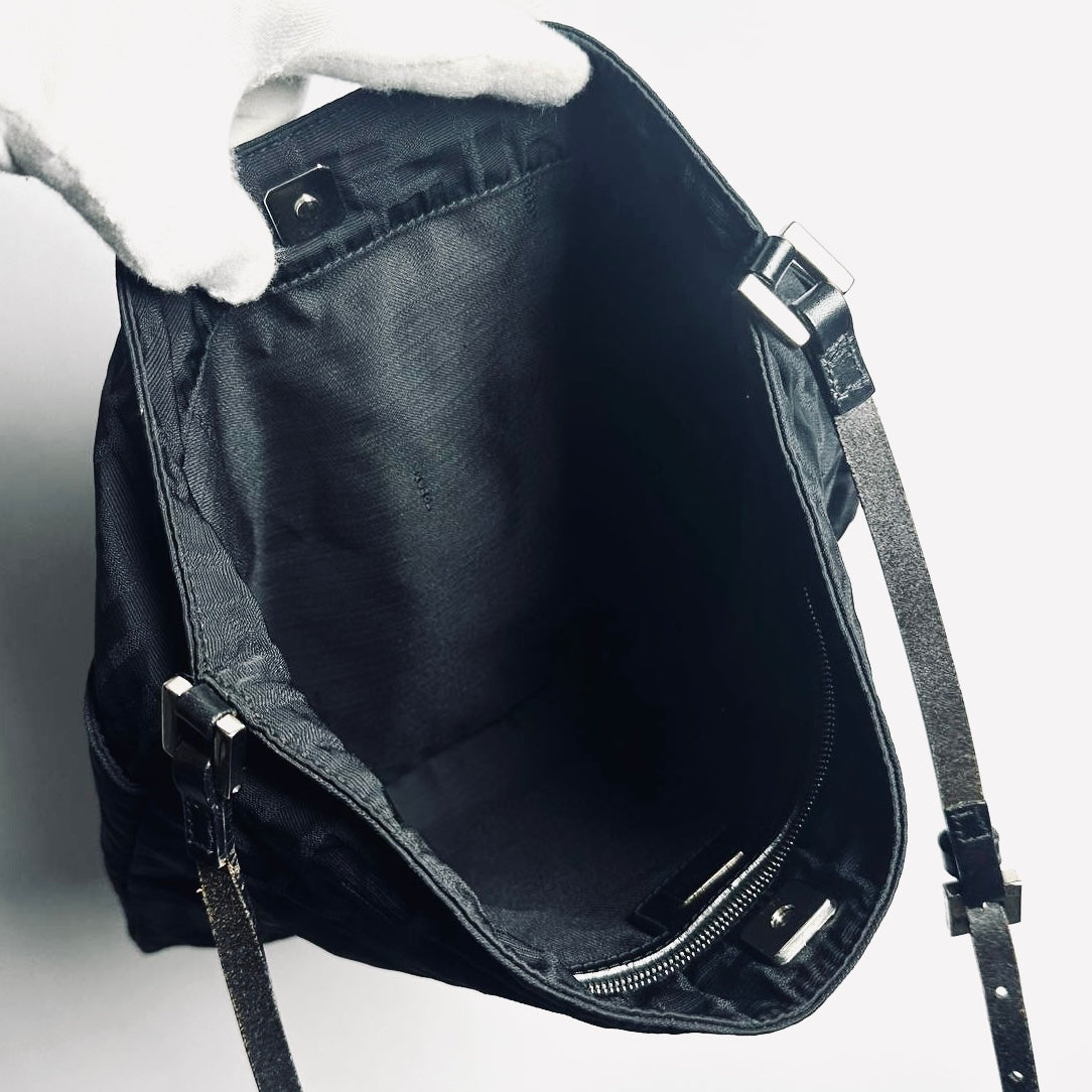 Fendi Zucca FF Monogram Logo Black Shoulder Sling Bag