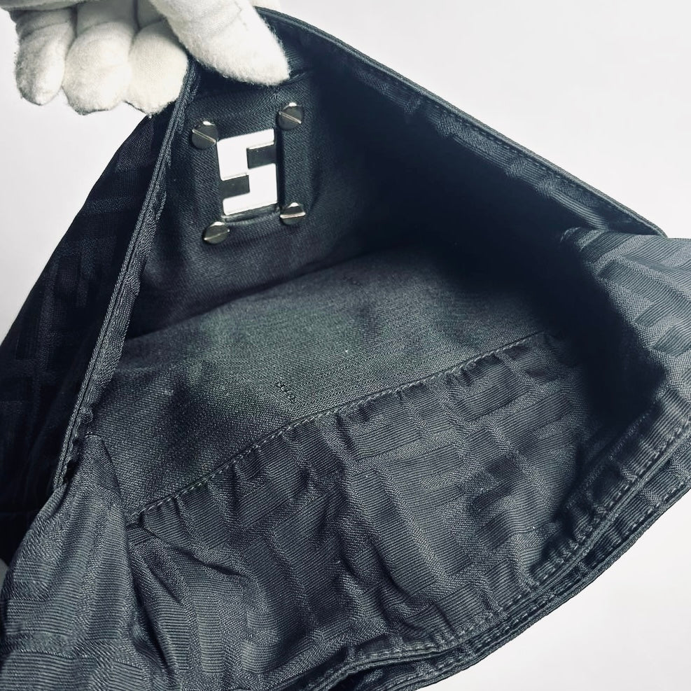 Fendi Zucca FF Monogram Logo Black Shoulder Sling Bag