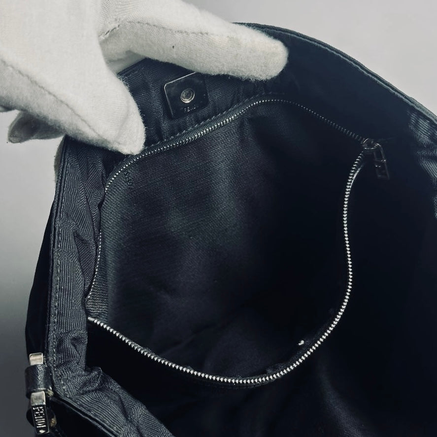 Fendi Zucca FF Monogram Logo Black Shoulder Sling Bag