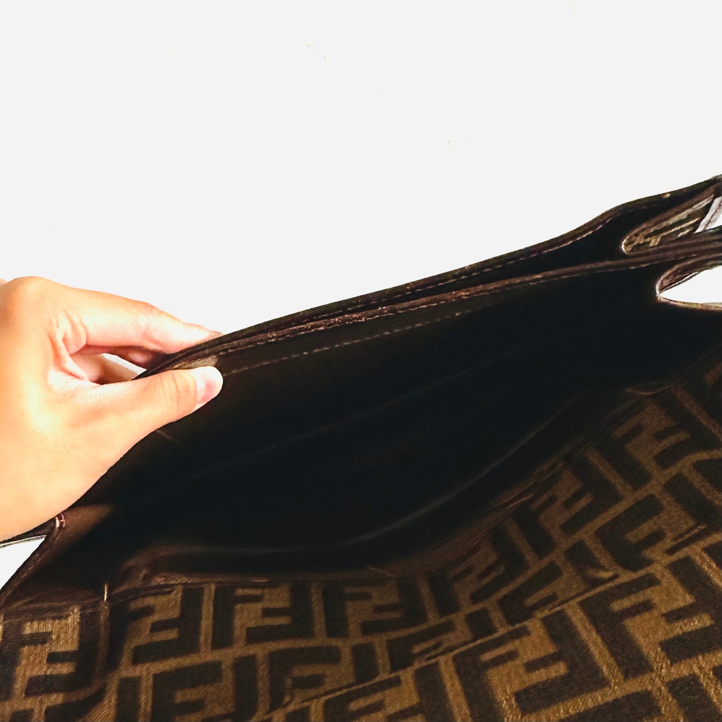 Fendi Brown Zucca FF Monogram Logo Full Flap Shoulder Sling Bag