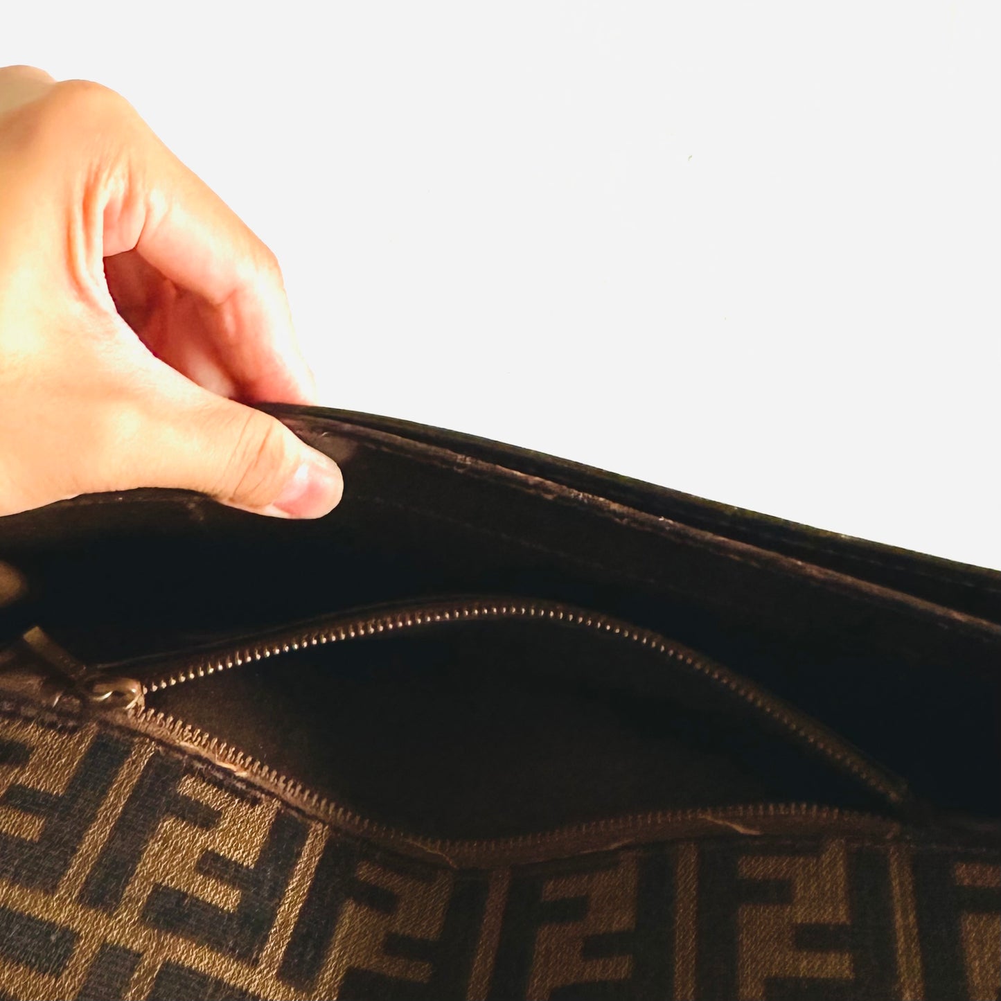 Fendi Brown Zucca FF Monogram Logo Full Flap Shoulder Sling Bag