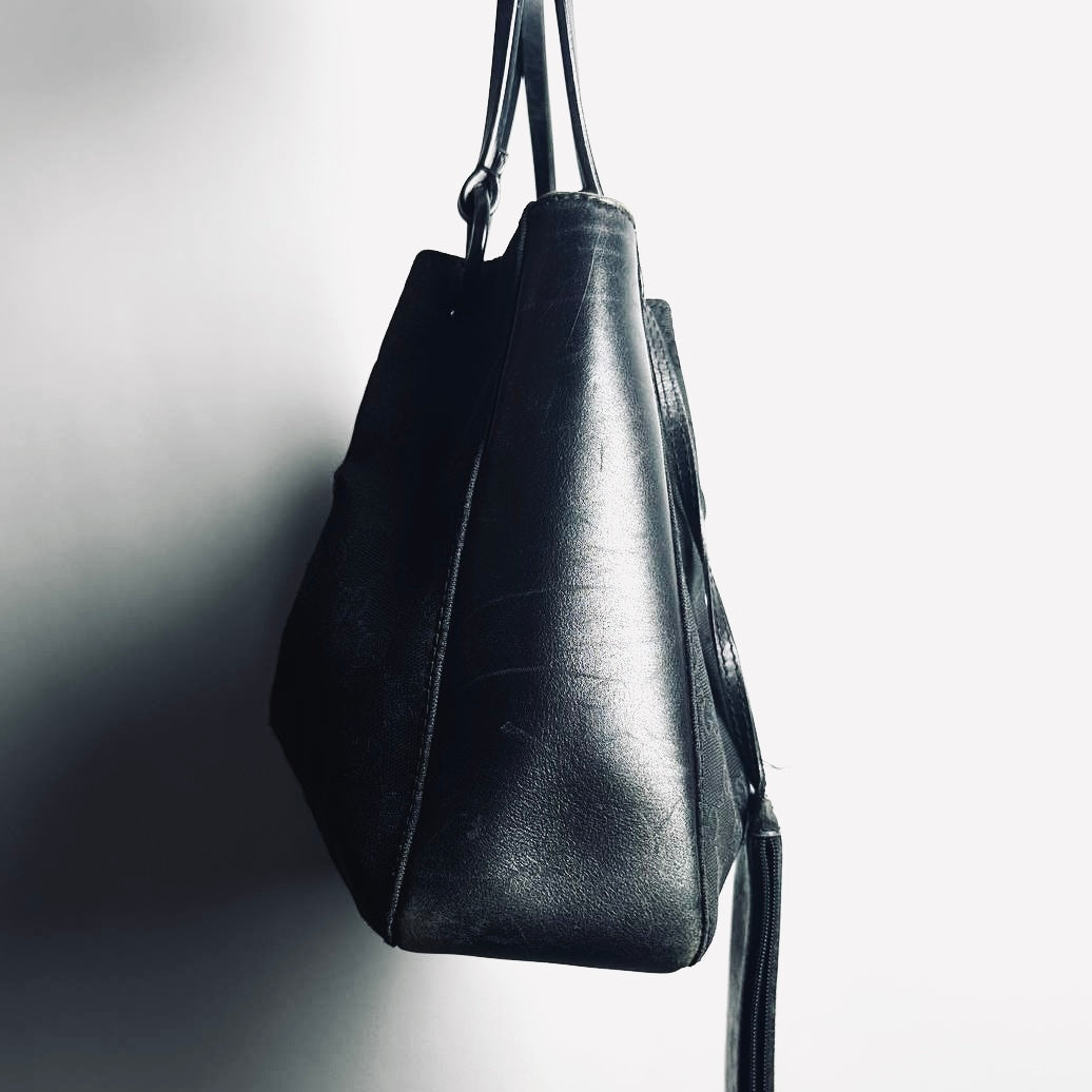 Gucci Black GG Monogram Logo Shopper Shoulder Tote Bag With Pouch