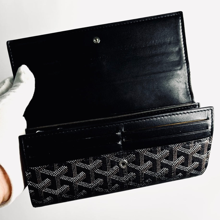 Goyard Black Varenne Goyardine Monogram Logo Continental Flap Long Wallet