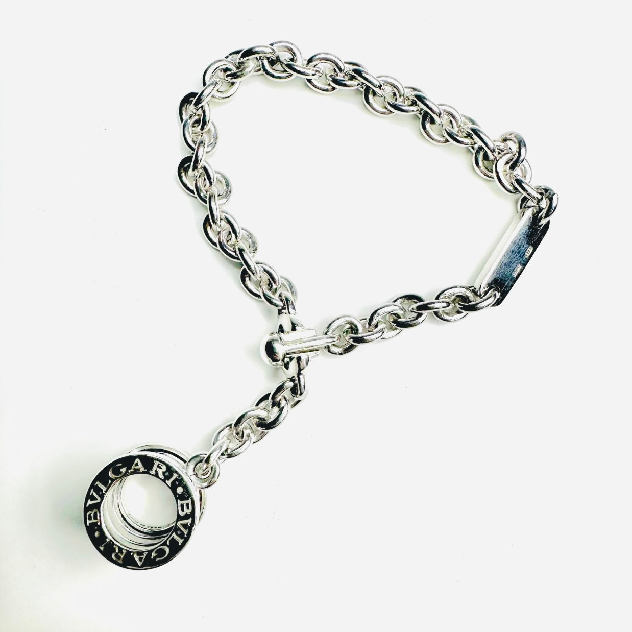 Bvlgari Bulgari B Zero Bzero 925 Sterling Silver Chain Charm Pendant Bracelet