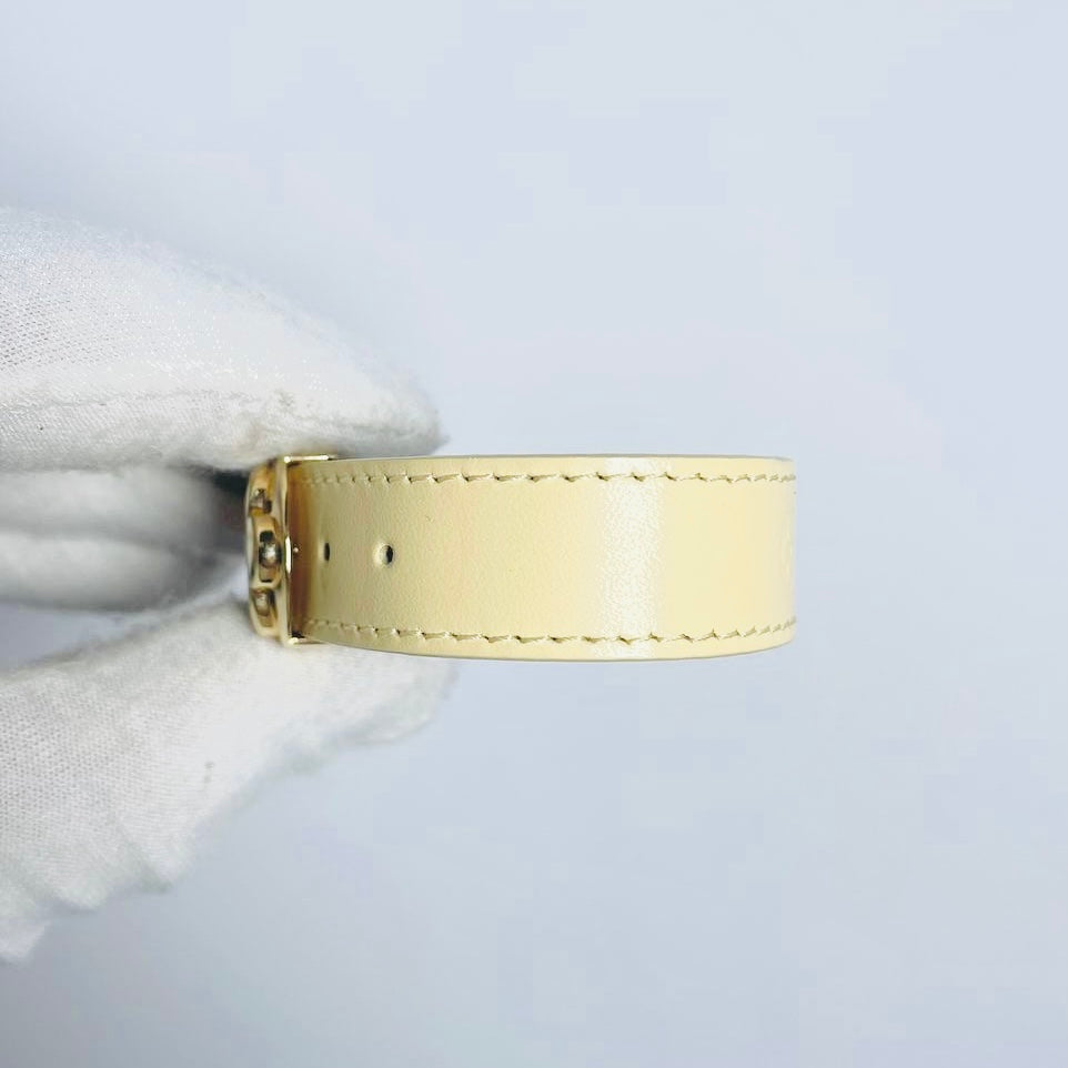 Louis Vuitton LV Wish Cream Beige Fleur Good Luck Monogram Logo GHW Leather Bracelet