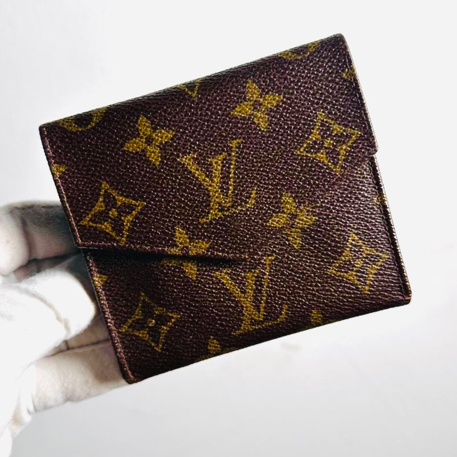 Louis Vuitton LV Monogram Logo Double Sided Face Flap Compact Trifold Wallet
