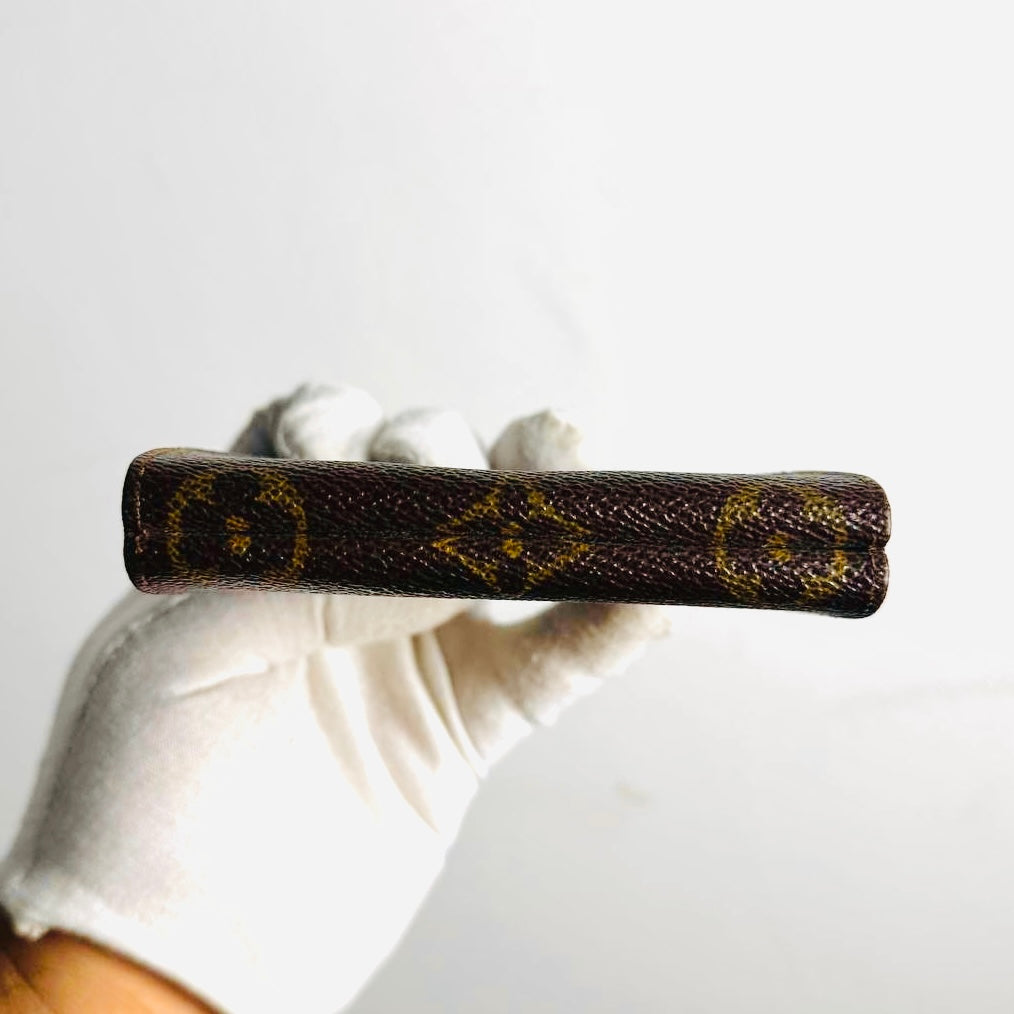 Louis Vuitton LV Monogram Logo Double Sided Face Flap Compact Trifold Wallet
