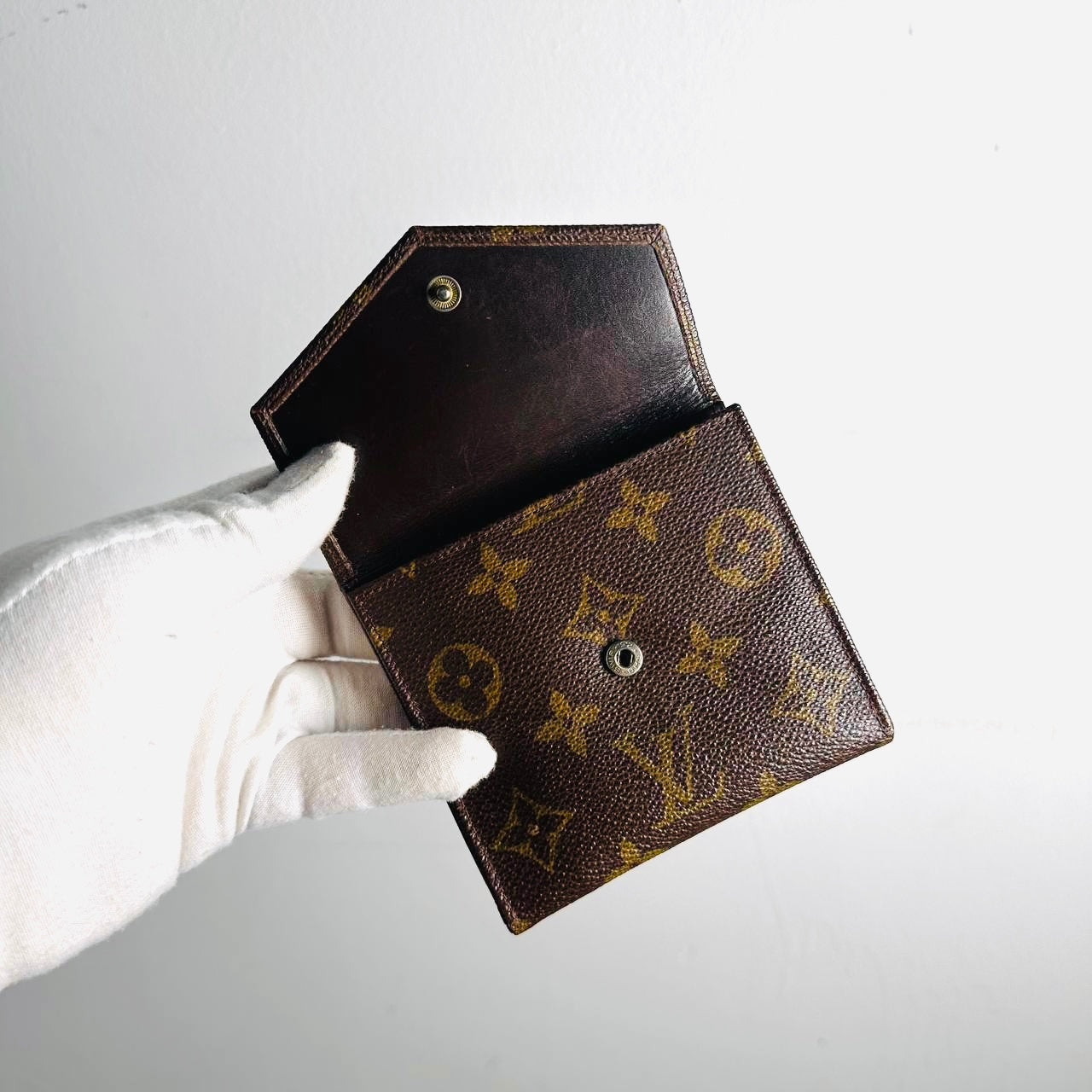Louis Vuitton LV Monogram Logo Double Sided Face Flap Compact Trifold Wallet