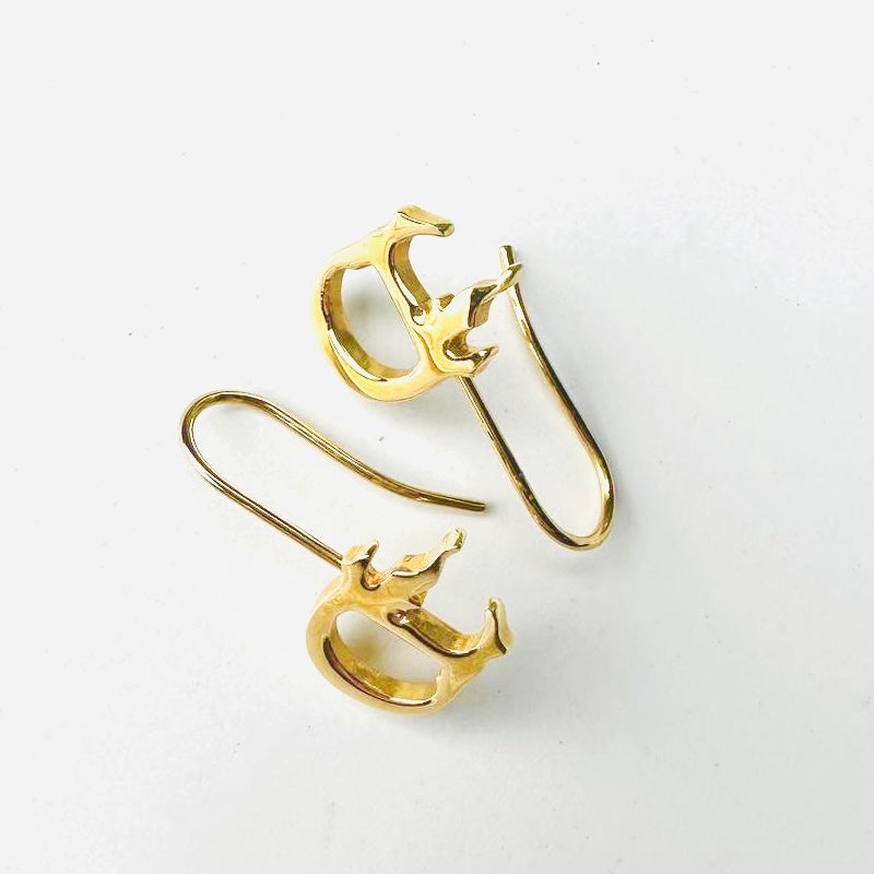 Christian Dior CD Giant Monogram Logo Gold Dangling Earrings