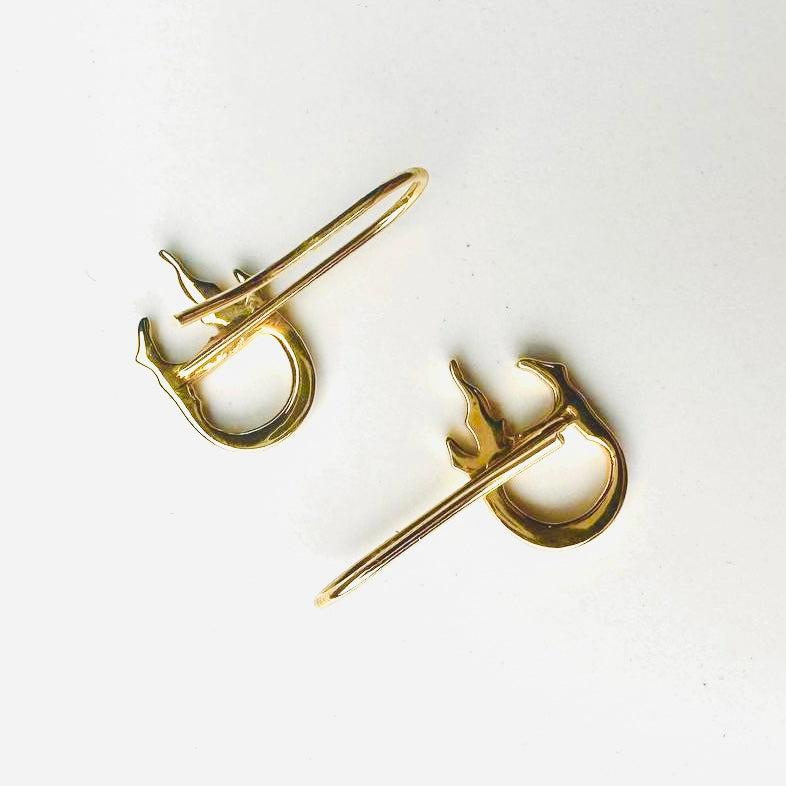 Christian Dior CD Giant Monogram Logo Gold Dangling Earrings