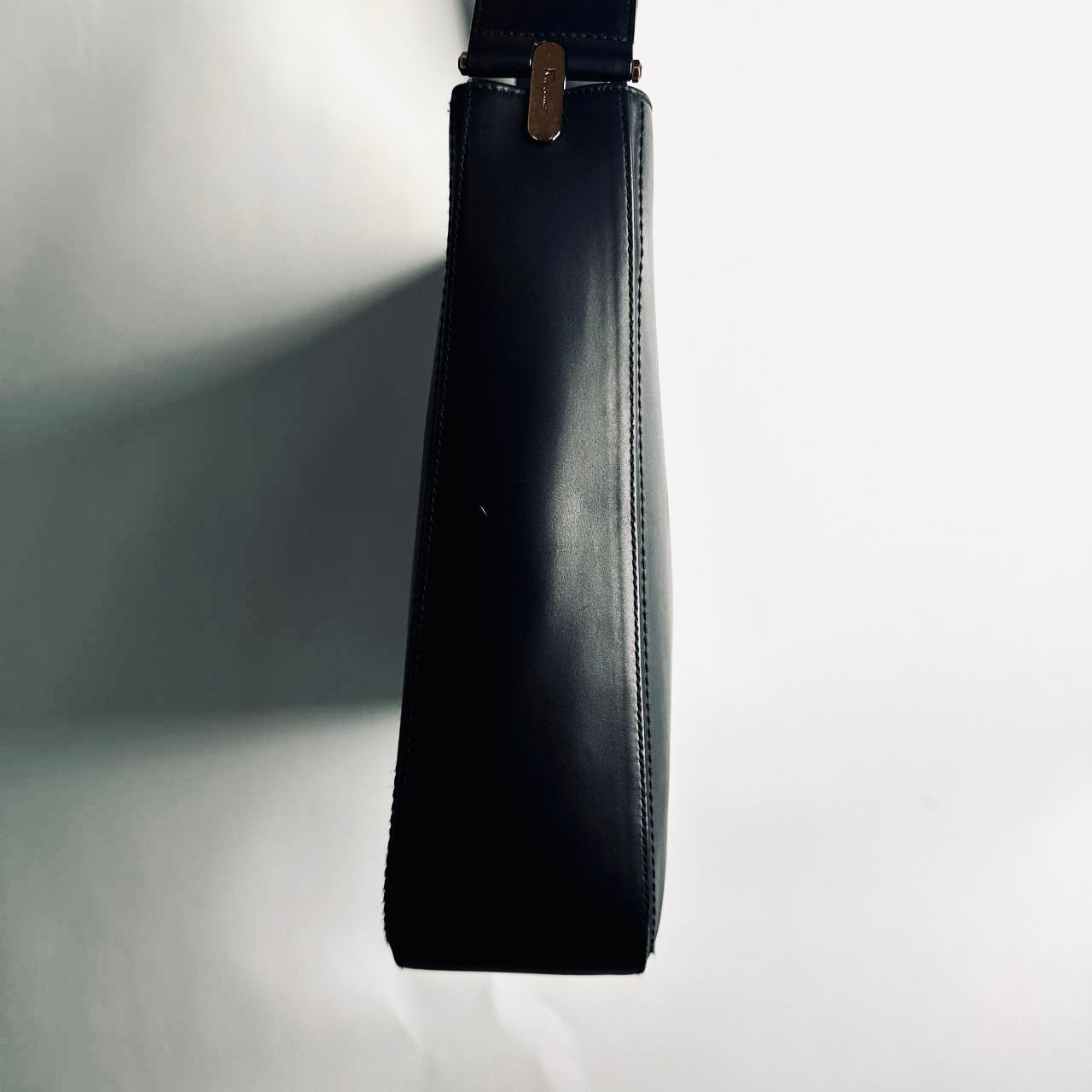 Salvatore Ferragamo Black GHW Gancini Smooth Leather Hobo Baguette Shoulder Bag