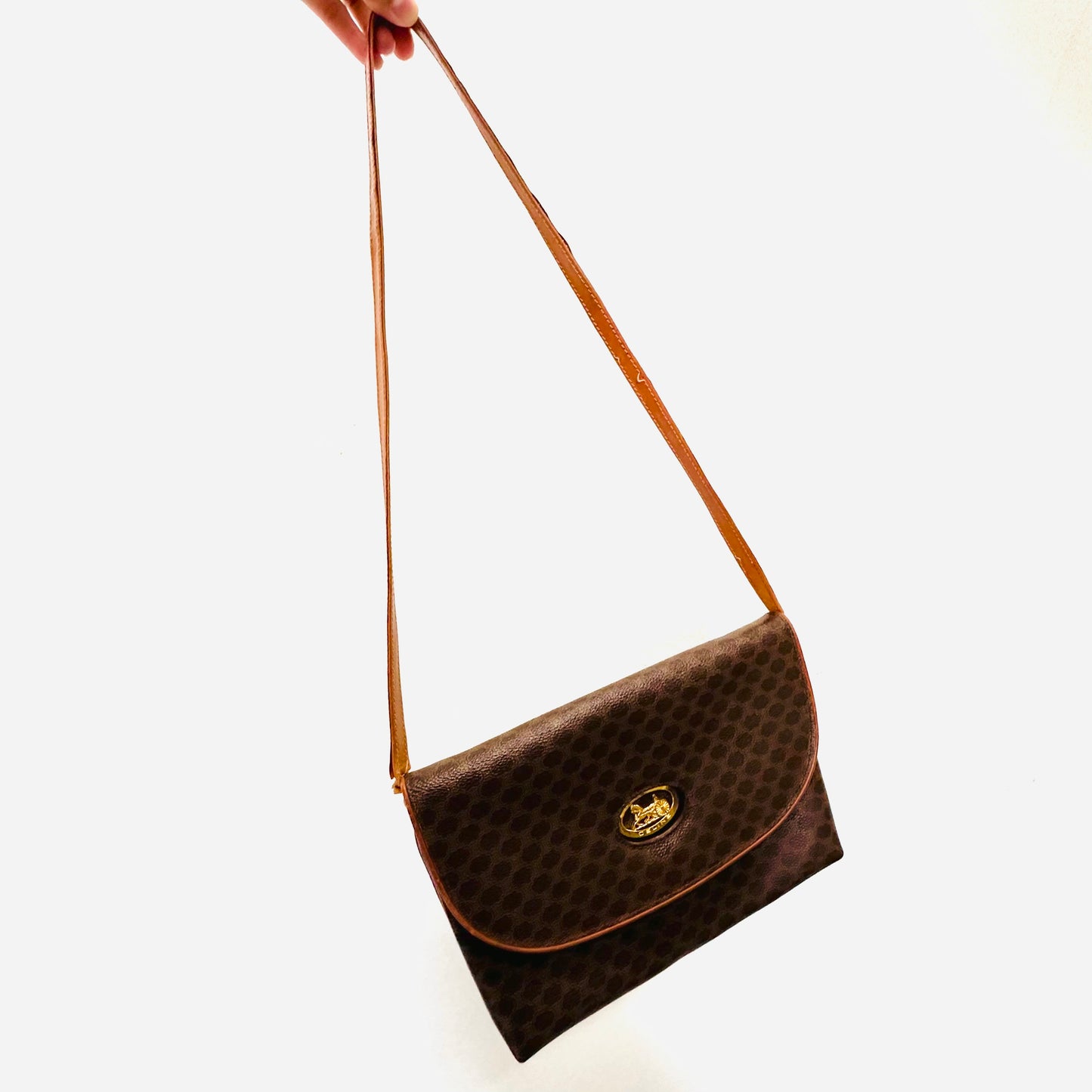 Celine Triomphe Macadam Monogram Logo GHW Flap Shoulder Sling Bag