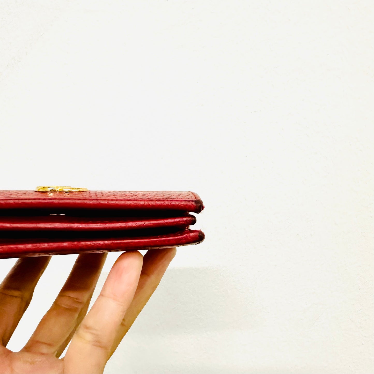 Gucci Red GHW Marmont Double GG Monogram Logo Textured Leather Flap Compact Bifold Wallet