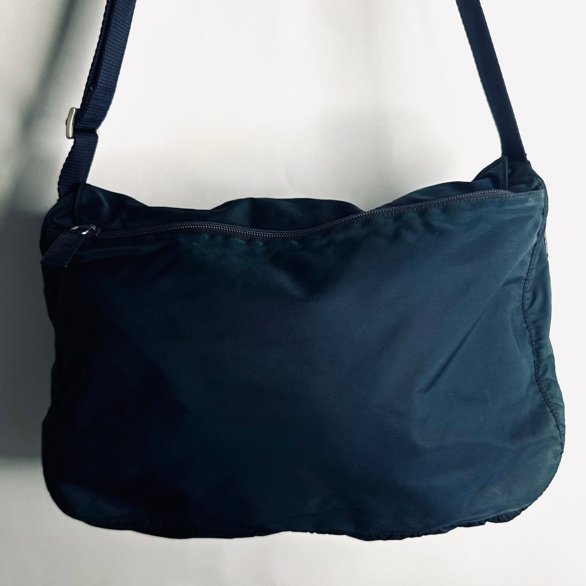 Prada Teal Blue Tessuto Monogram Logo Flap Shoulder Sling Bag