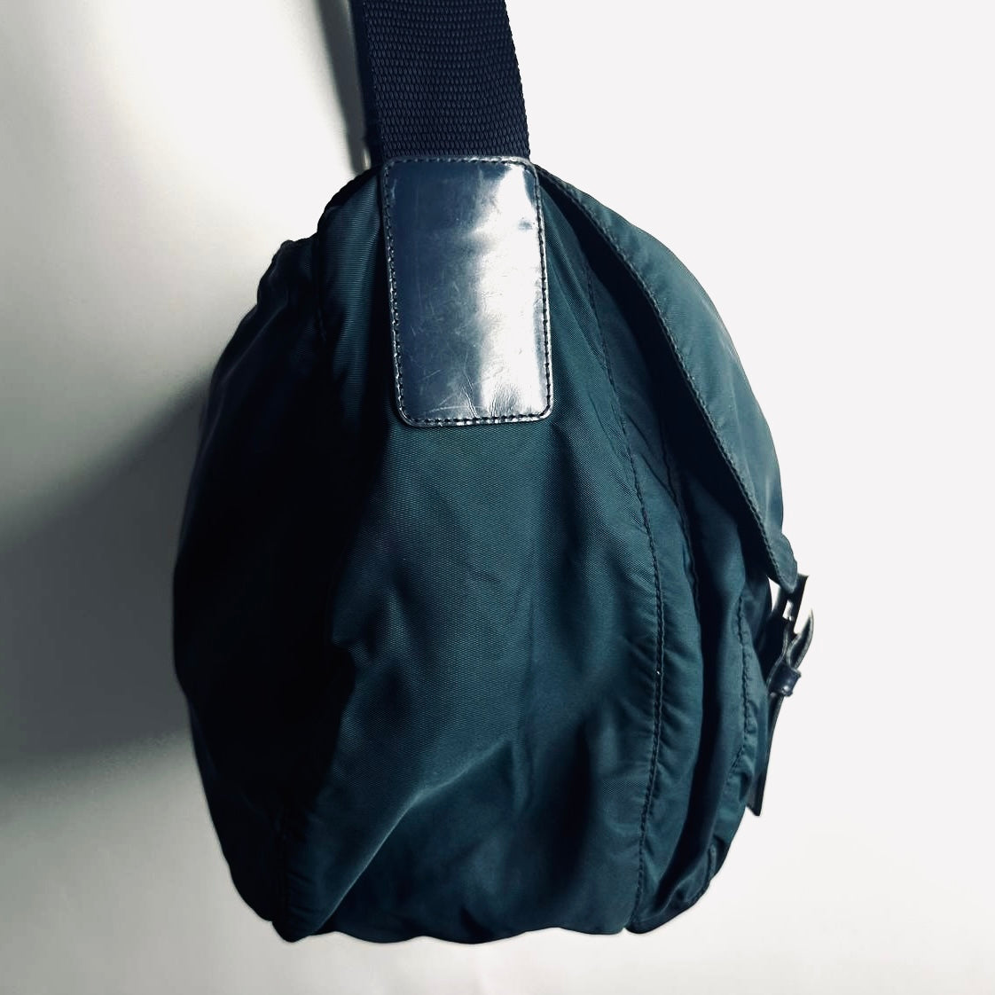 Prada Teal Blue Tessuto Monogram Logo Flap Shoulder Sling Bag