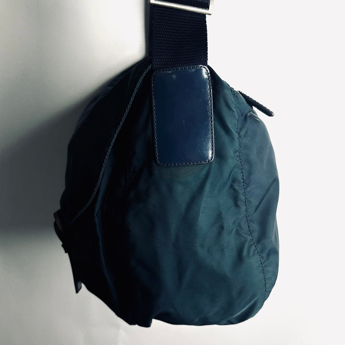 Prada Teal Blue Tessuto Monogram Logo Flap Shoulder Sling Bag