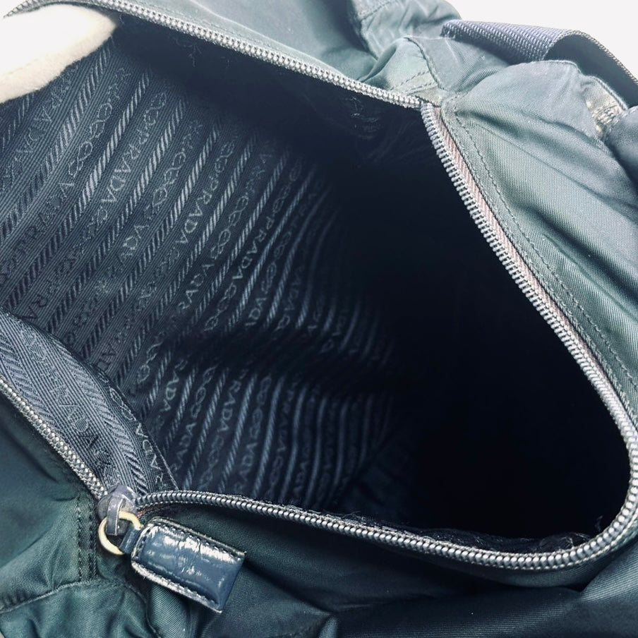 Prada Teal Blue Tessuto Monogram Logo Flap Shoulder Sling Bag