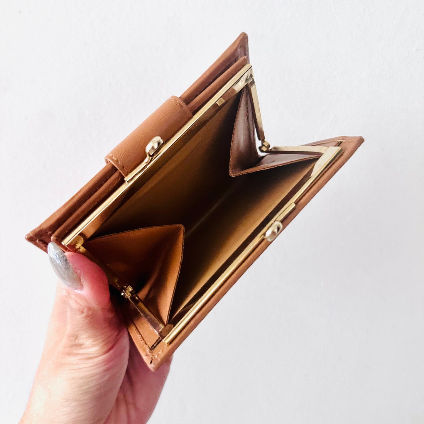 Celine Beige Triomphe Macadam Monogram Logo GHW Flap Compact Bifold Wallet