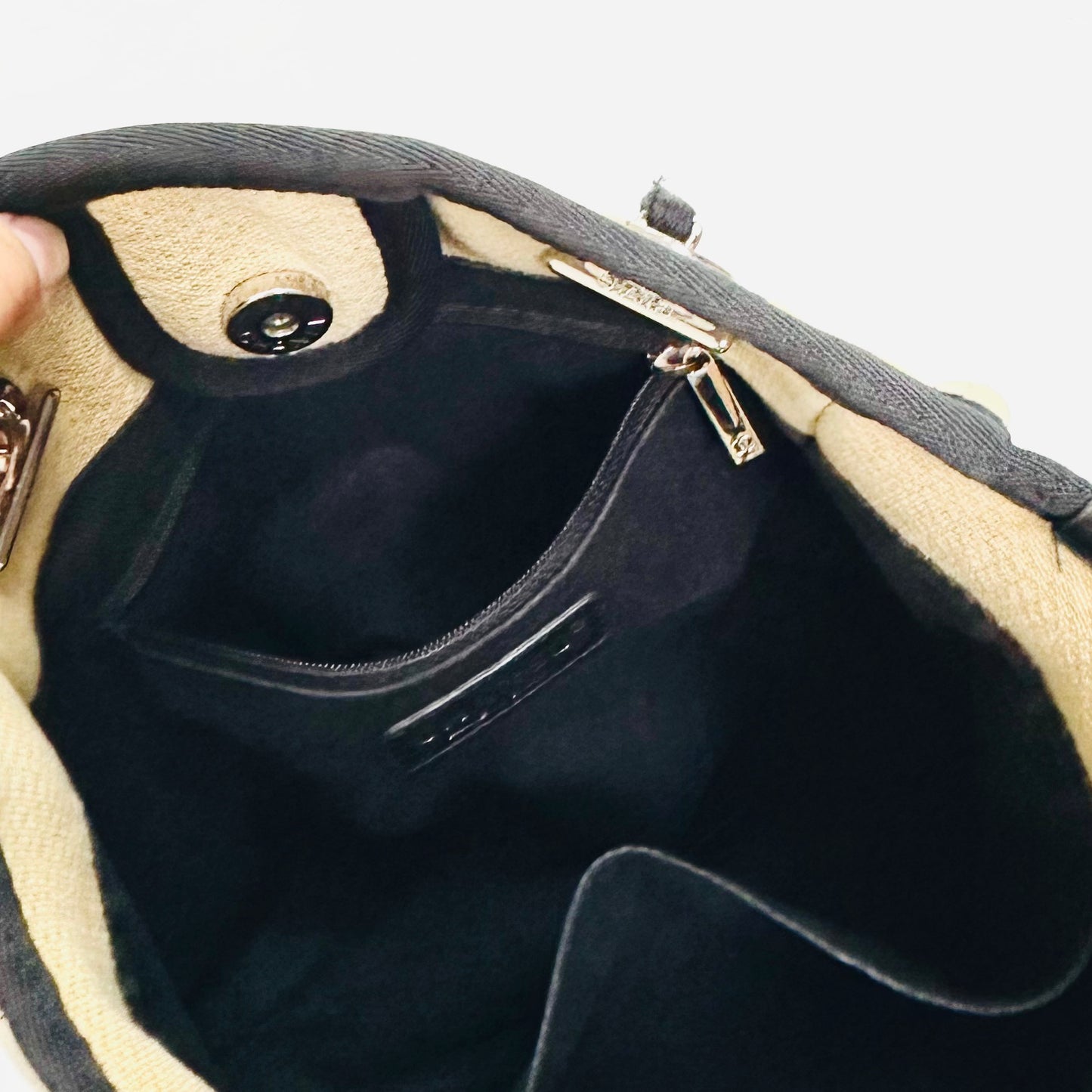 Chanel Beige / Black Deauville PM Small Giant CC Monogram Logo Shoulder Shopper Tote Bag 15s