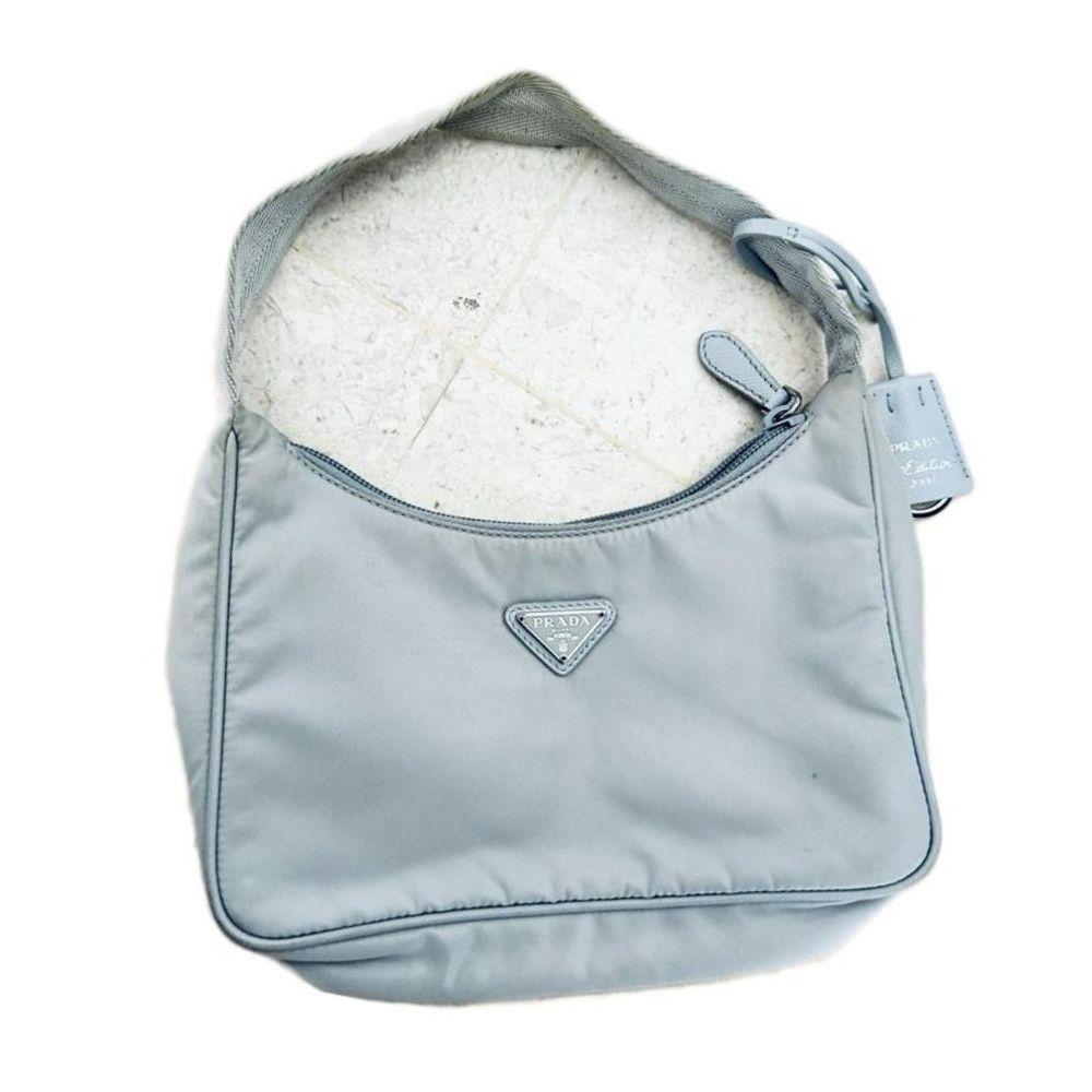 Prada Light Blue Re-Edition Hobo Nylon Shoulder Bag