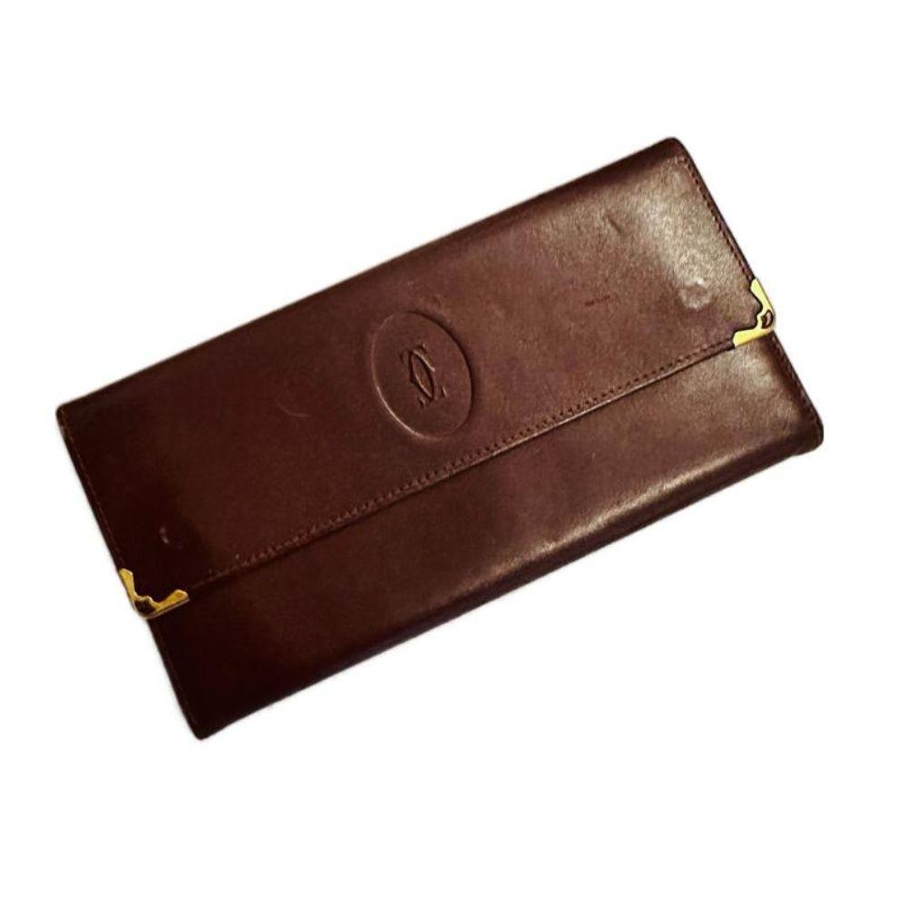 Cartier Maroon Leather Long Wallet