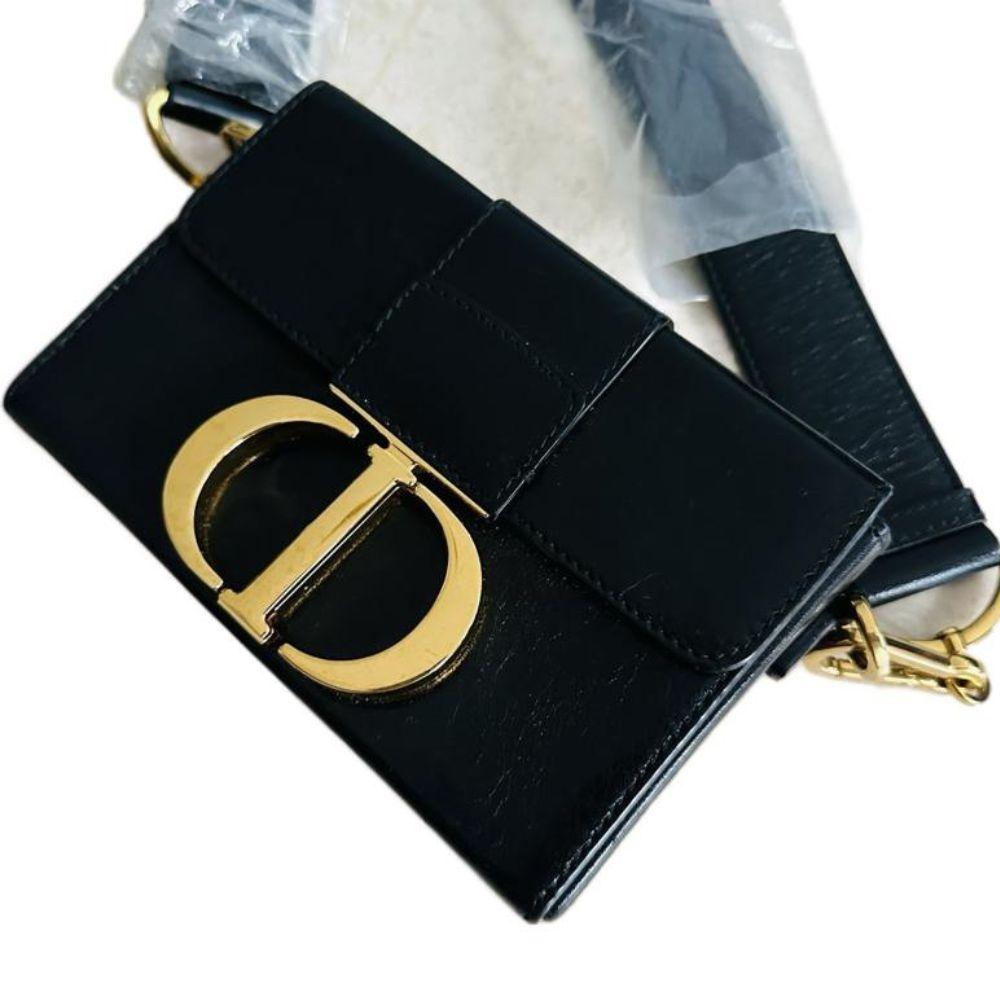 Christian Dior Black Leather 30 Montaigne Box Bag Small
