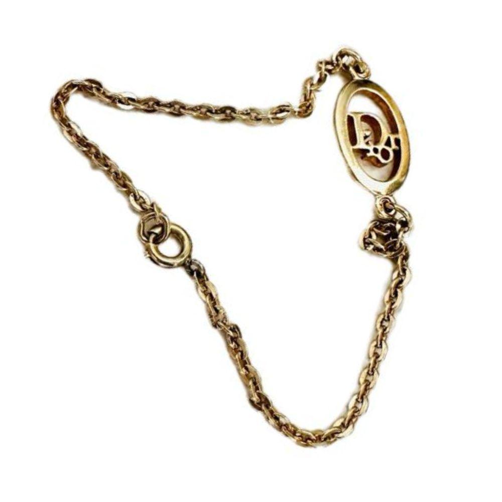 (Up to 16cm) Christian Dior CD Gold Logo Bracelet