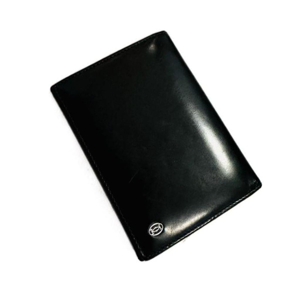 Cartier Black Leather Flap Cardholder Wallet