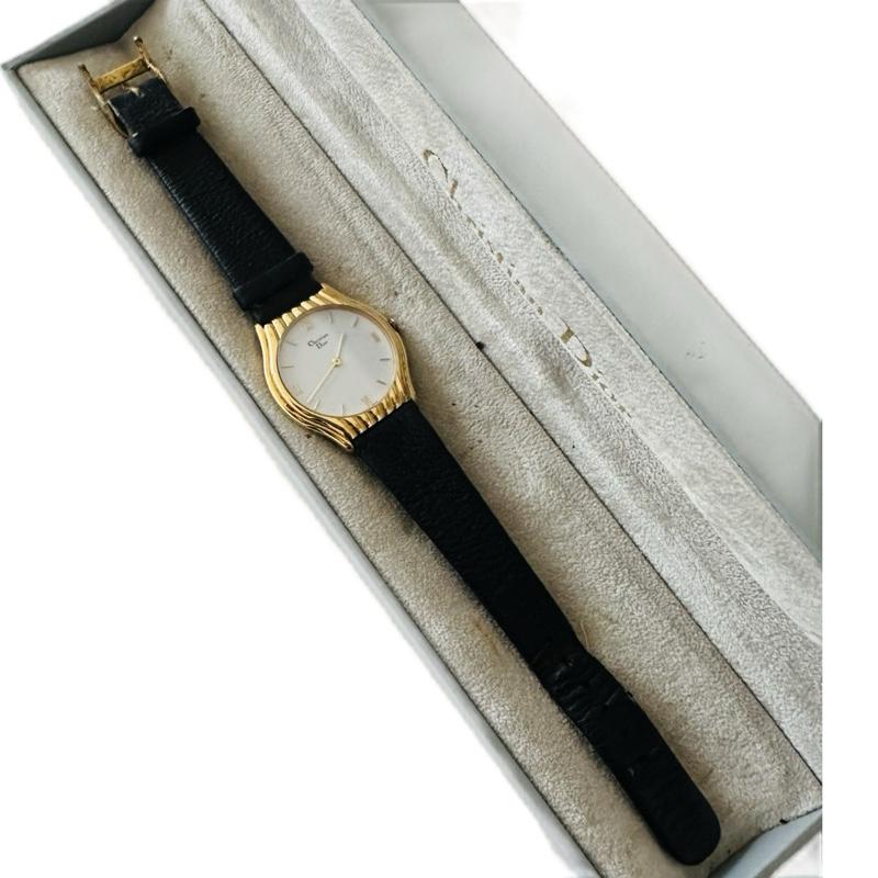 Dior Black Leather White Dial 32mm Quartz Watch