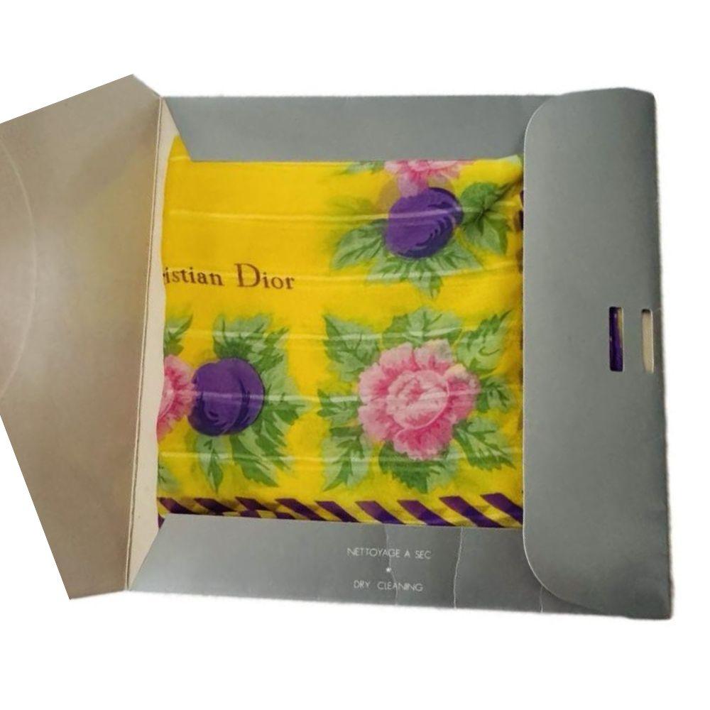 Dior 87cm Yellow Floral Multicolour Scarf
