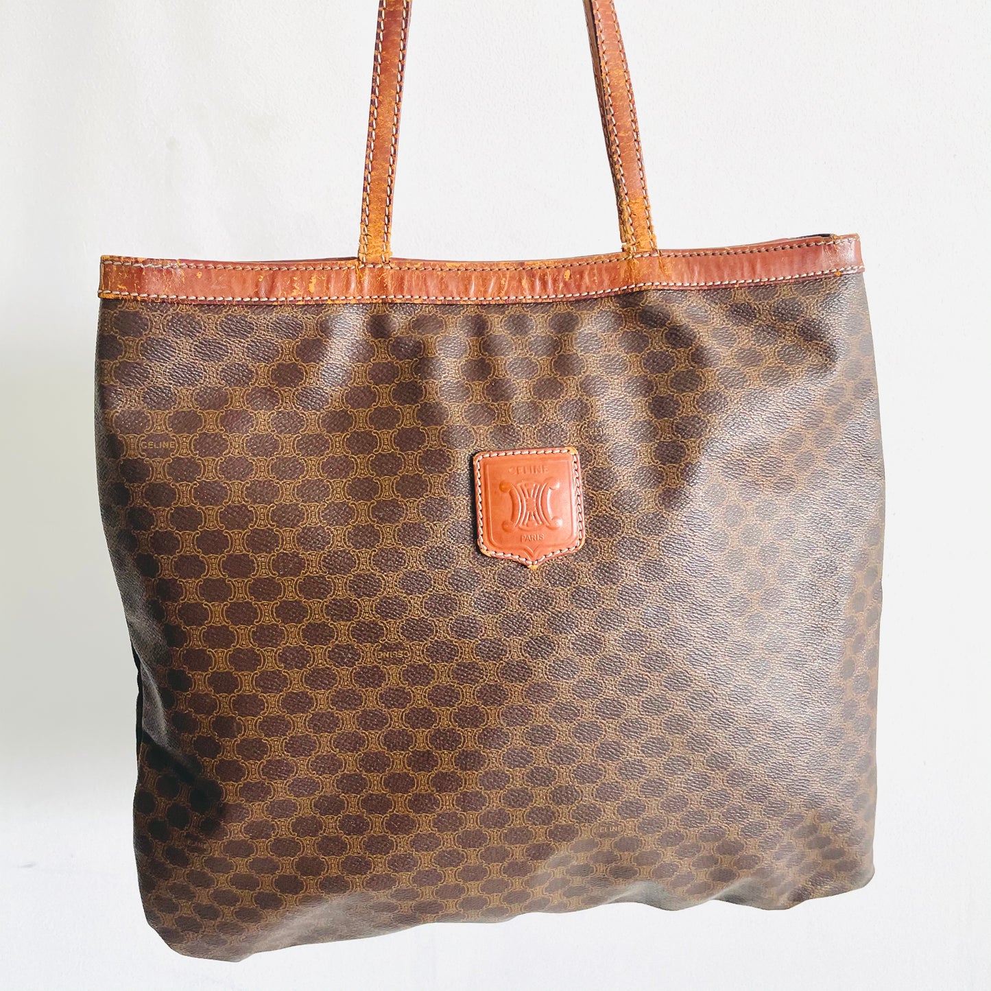 Celine Triomphe Macadam Monogram Logo Vintage Small Classic Tote Bag