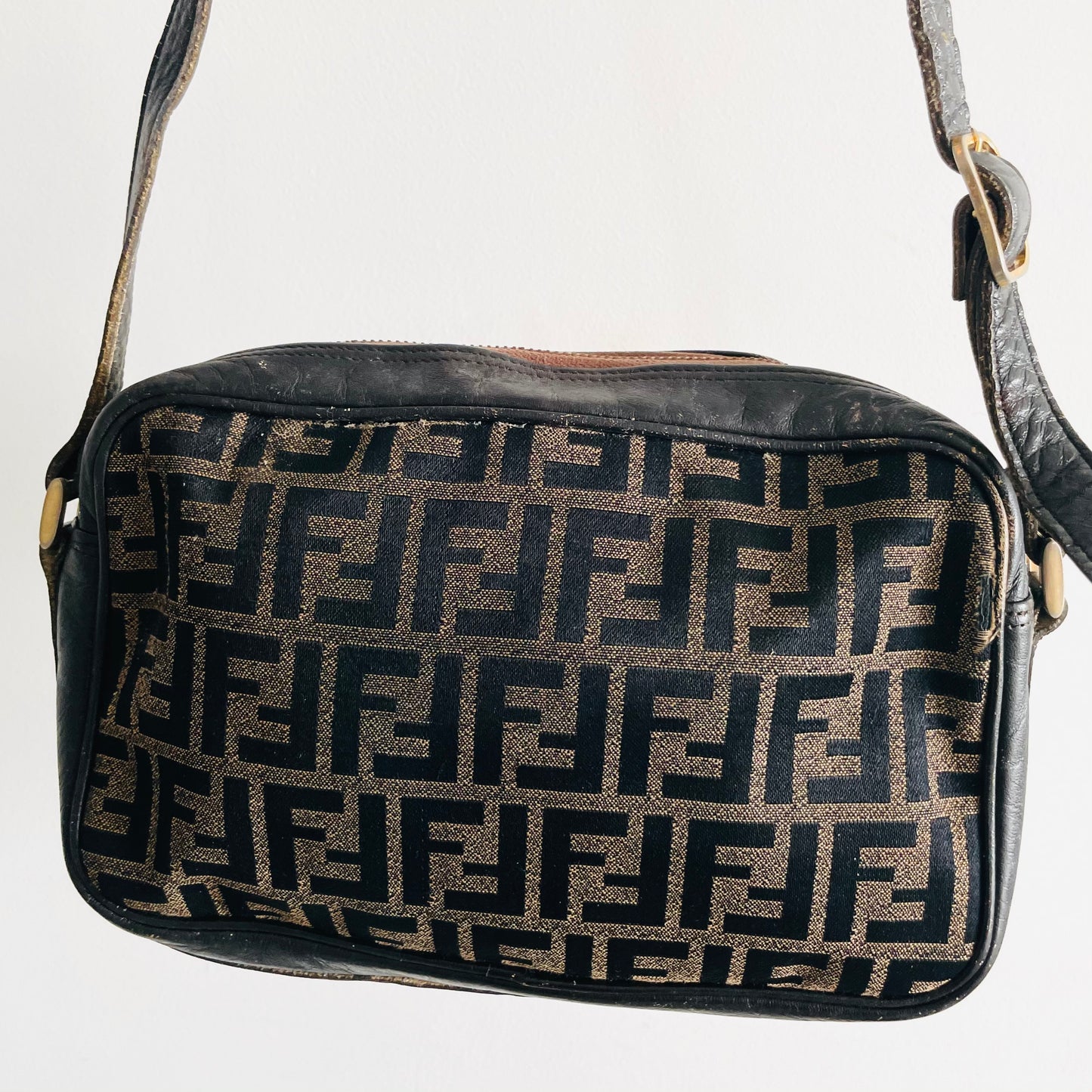 Fendi Zucca FF Monogram Logo Shoulder Sling Bag