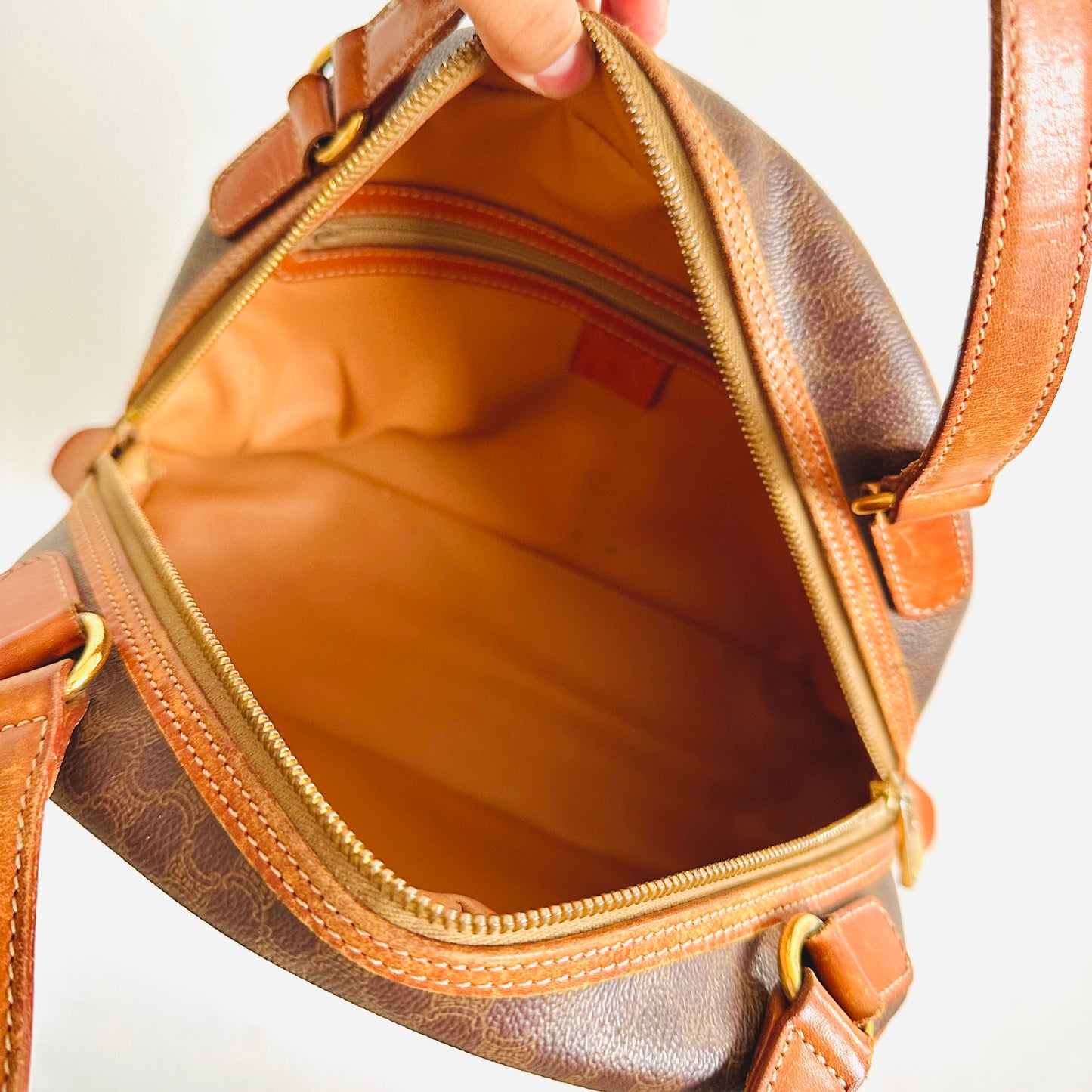 Celine Triomphe Macadam Monogram Logo Small Vintage Bowling Boston Speedy Bag
