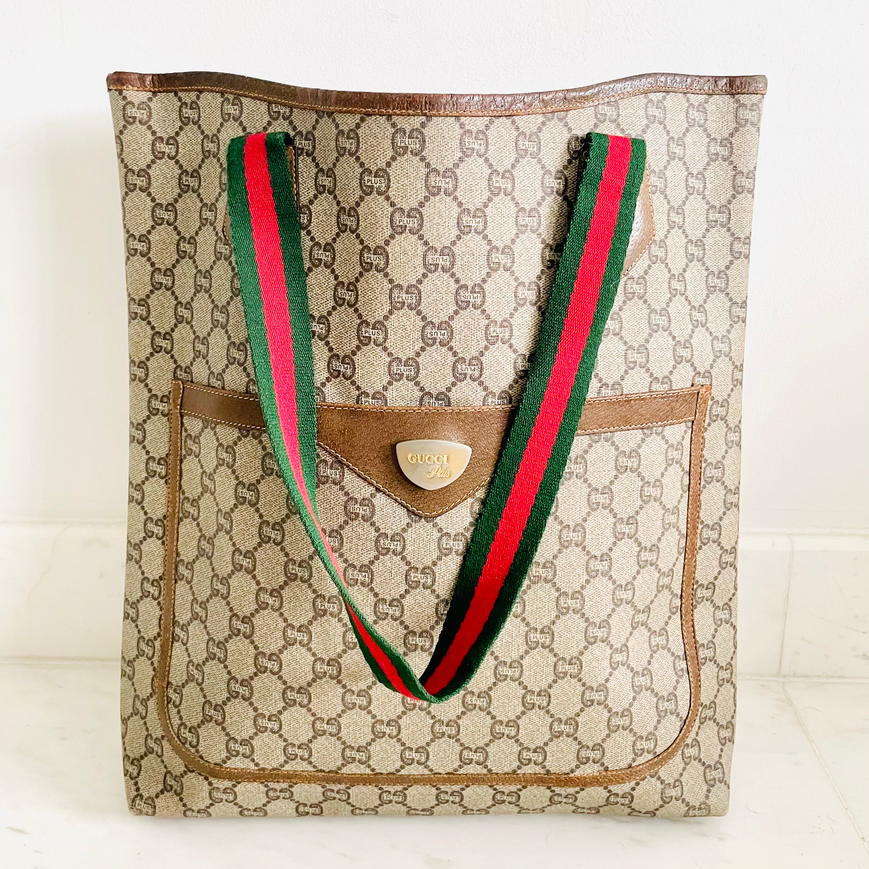 Vintage Gucci Striped Suede Tote – OMNIA